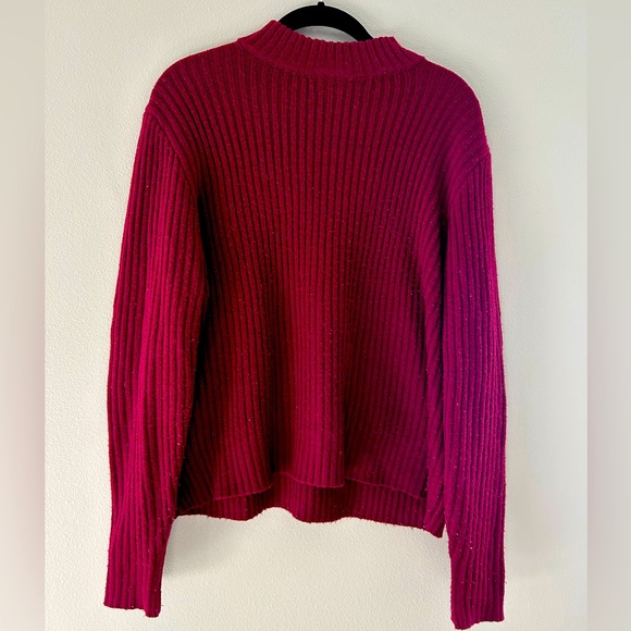 H&M Sweaters - H&M Burgundy Mock Neck Ribbed Knit Sweater